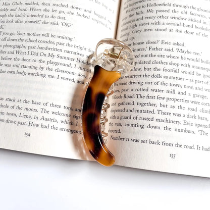 Marble acrylic banana clip brown tortoise