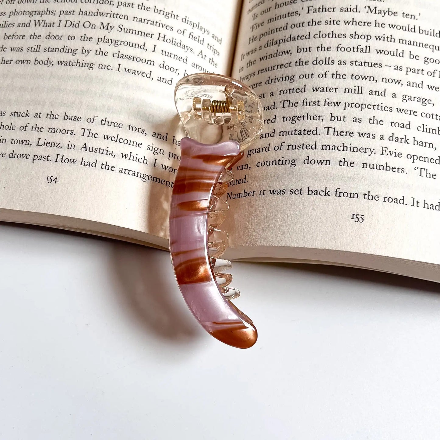 Marble acrylic banana clip pink marble