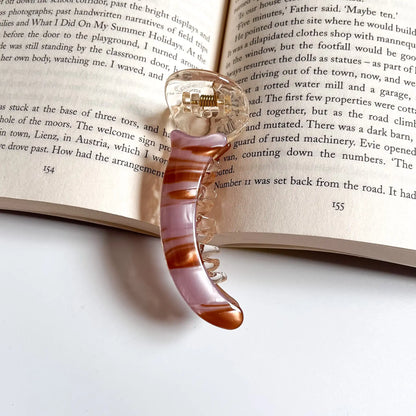 Marble acrylic banana clip pink marble