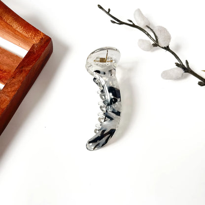 Ink black and white marble banana clip, 8 cm stylish banana clip for women
