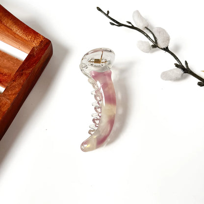 Rosé pink and cream marbled banana clip, 8 cm cute banana hair clip