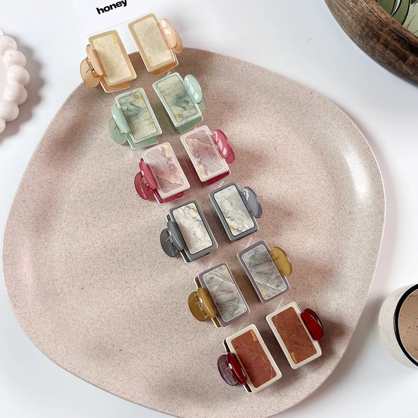 Marble tile claw clip aesthetic hair claw in 6 color combinations