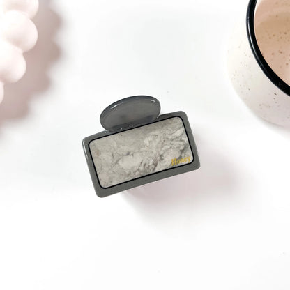 Marble tile claw clip grey with white marble pattern