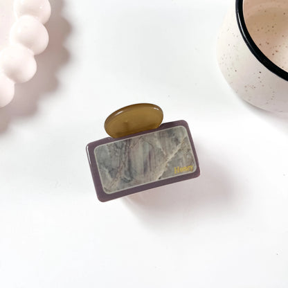 Marble tile claw clip mauve purple with grey marble pattern