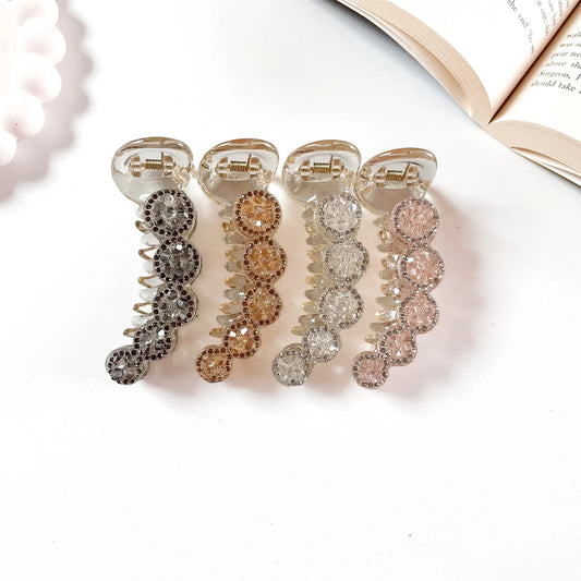 Medallion crystal banana clip all colours rhinestone stone clutcher