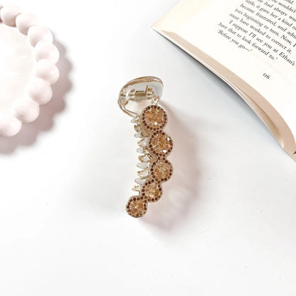 Medallion crystal banana clip amber champagne rhinestone