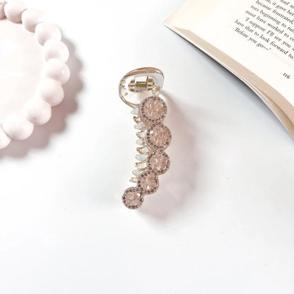 Medallion crystal banana clip blush pink rhinestone clutcher