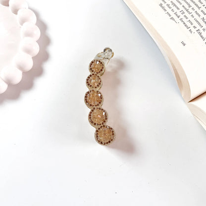 Medallion crystal lock banana clip amber champagne rhinestone