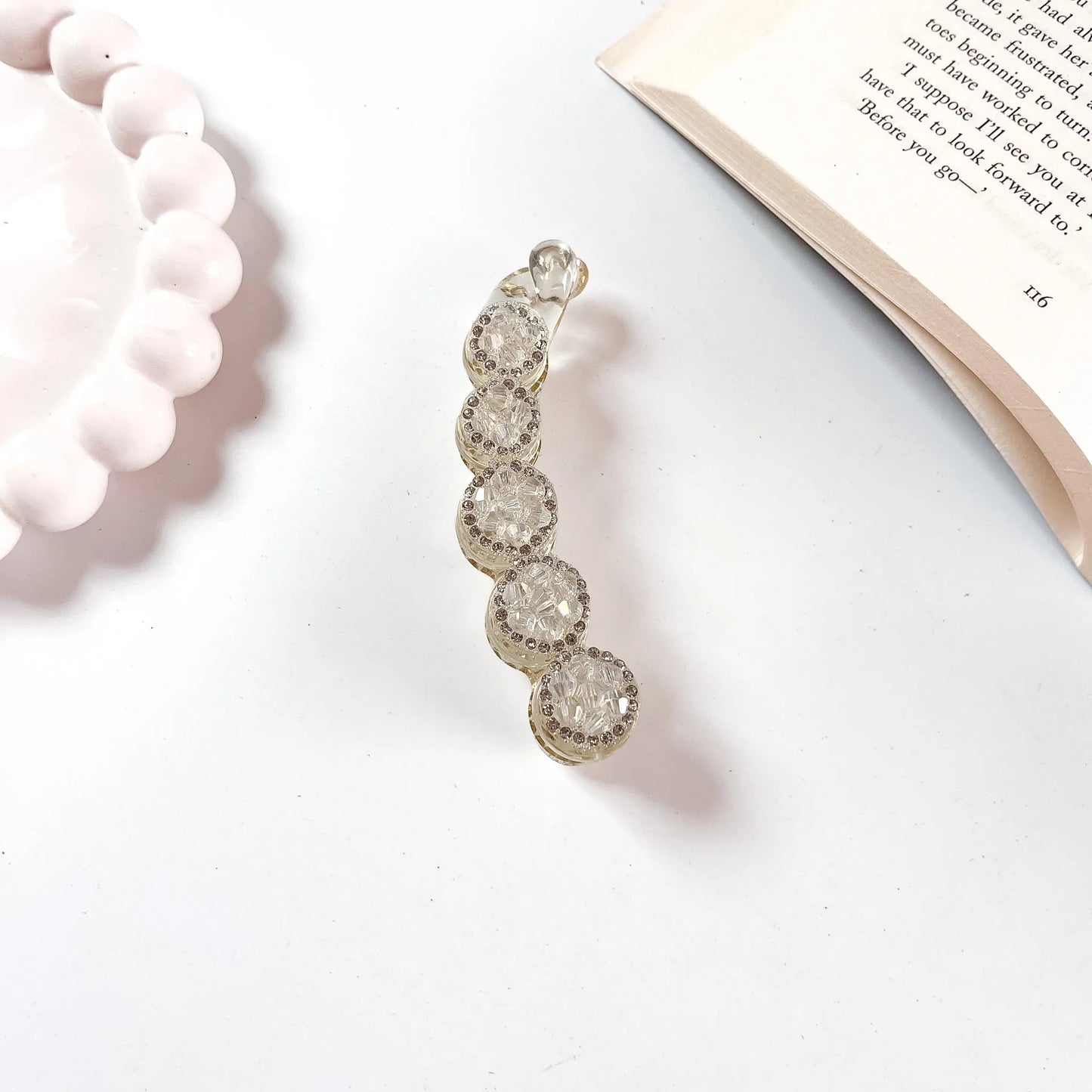 Medallion crystal lock banana clip crystal clear rhinestone clutcher