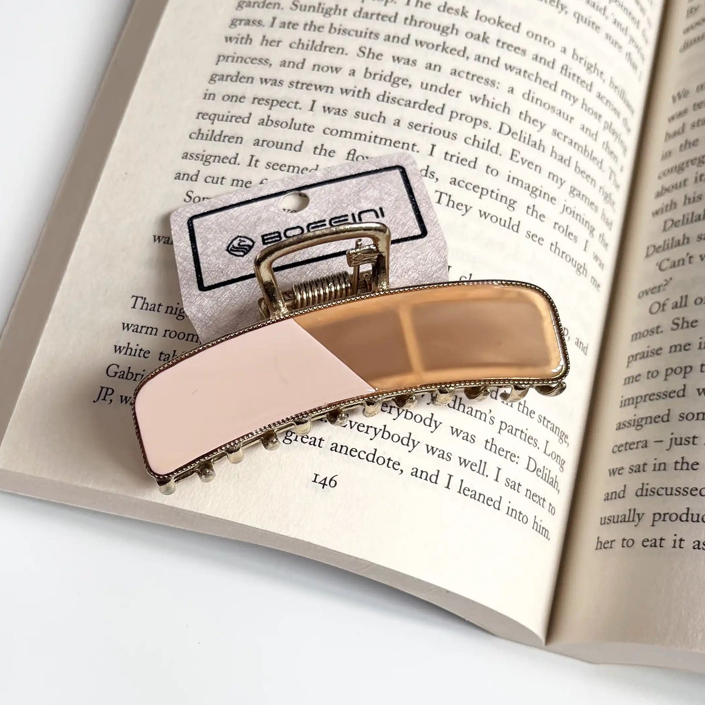 Duo Tone Luxe Claw Clip – Minimal Metal Hair Claw Pink & Amber