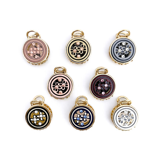 Floral Disc Hair Clip – Minimal Metal Claw Clip