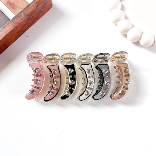 Color swatch: all 6 minimal gem banana clip shades displayed in a row