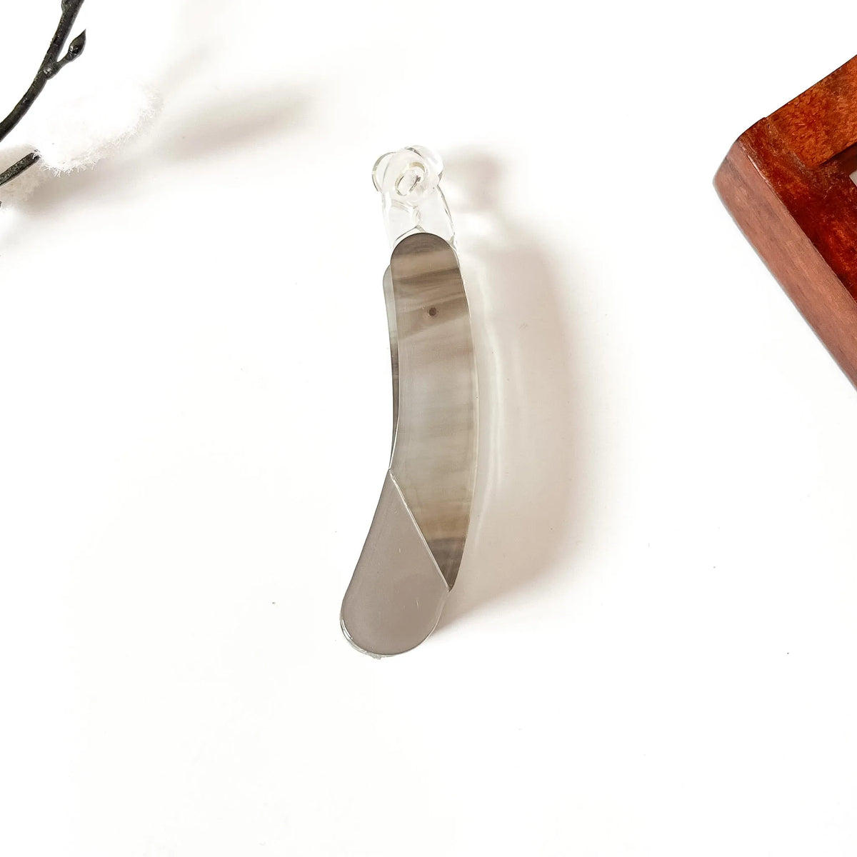 Grey banana clip hair clutcher transparent body