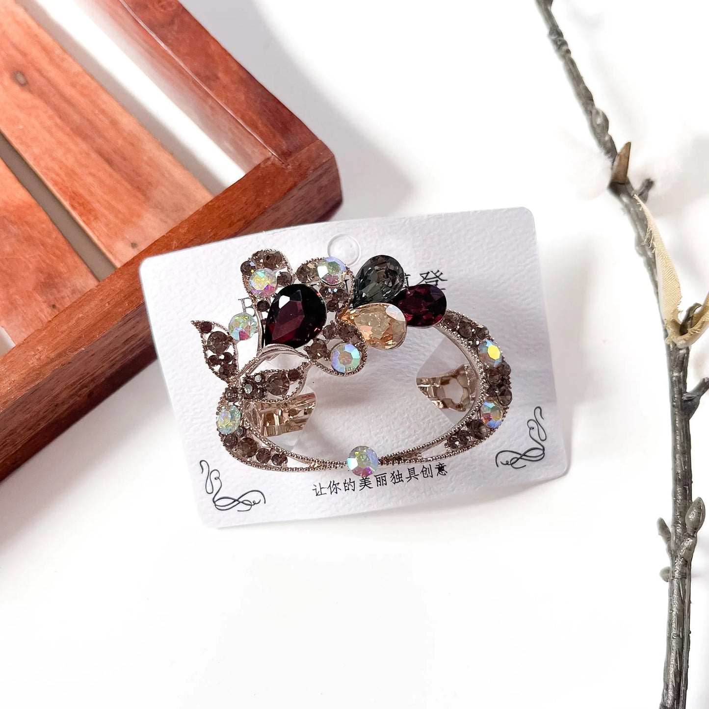 Multicolour aurora ornate crystal barrette sparkly barrette for women