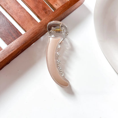 Nude beige pastel large banana hair clip for curly and thick hair