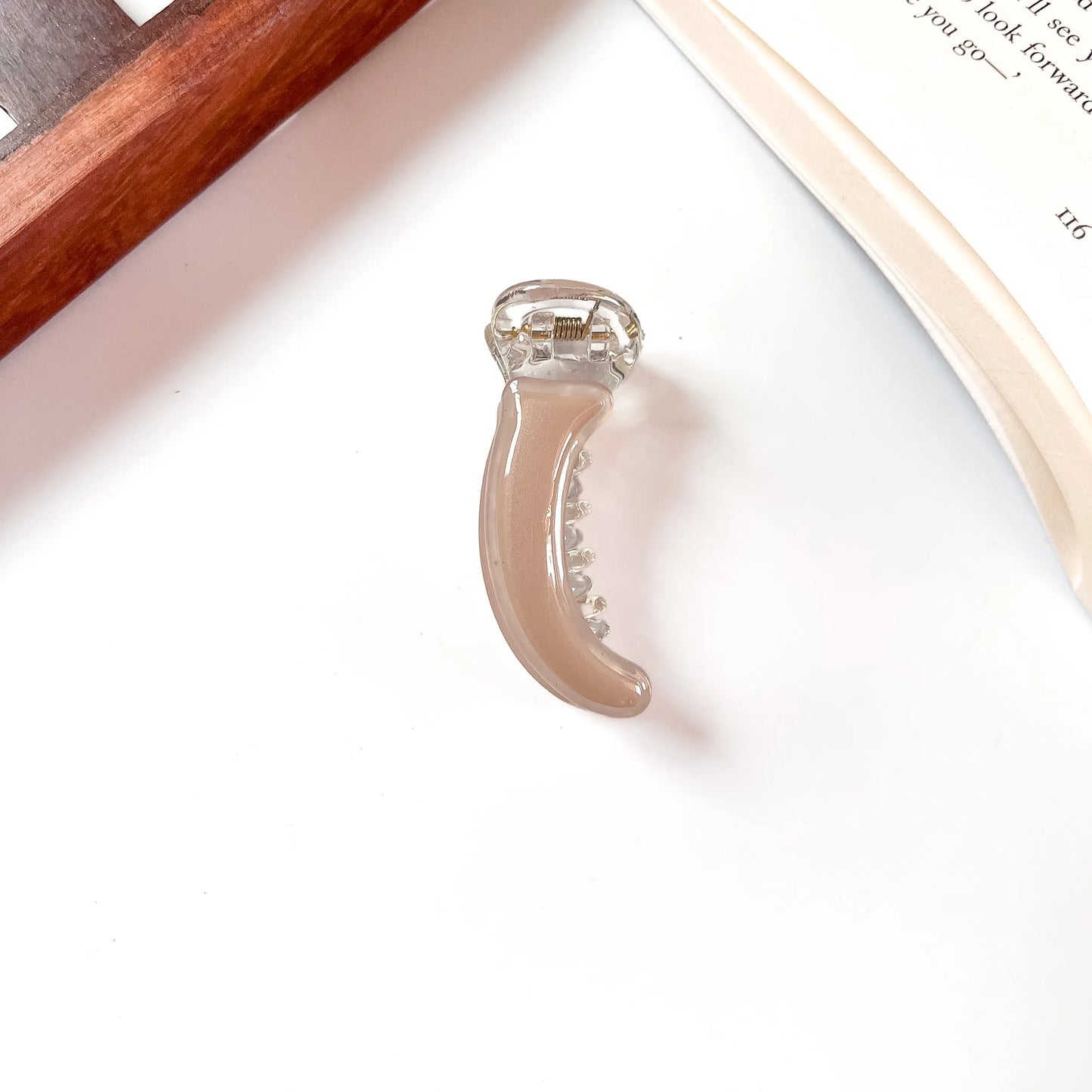 Brown Pastel Pop Banana Clip, 5cm mini banana clip