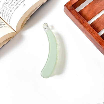 Sage green mint green banana clip, translucent resin, simple curved design