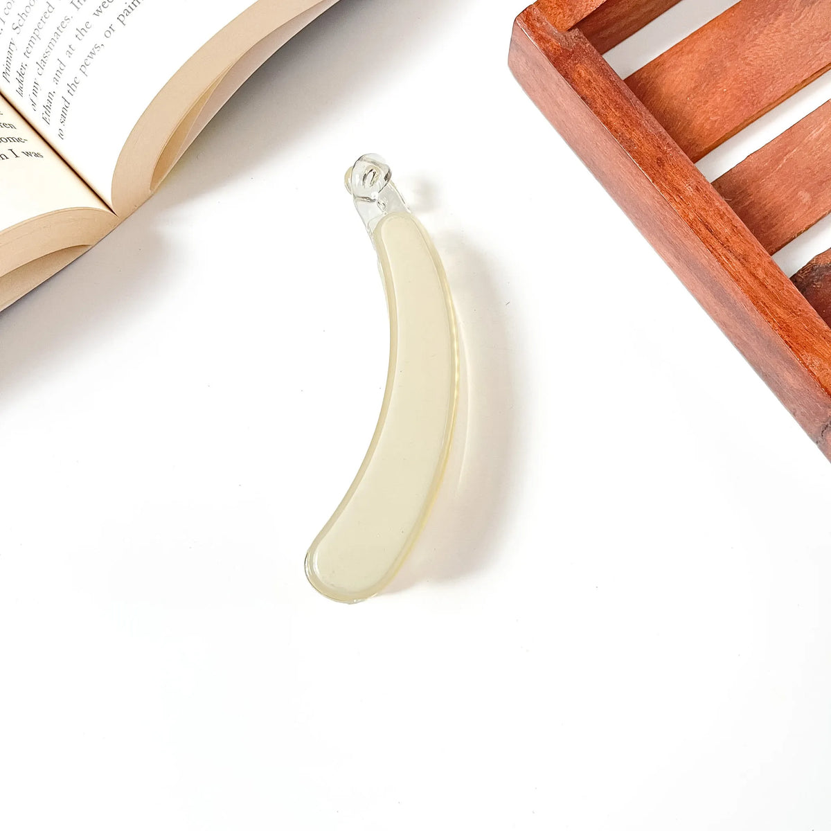 Cream vanilla smooth banana hair clip, soft resin finish for thick medium hair