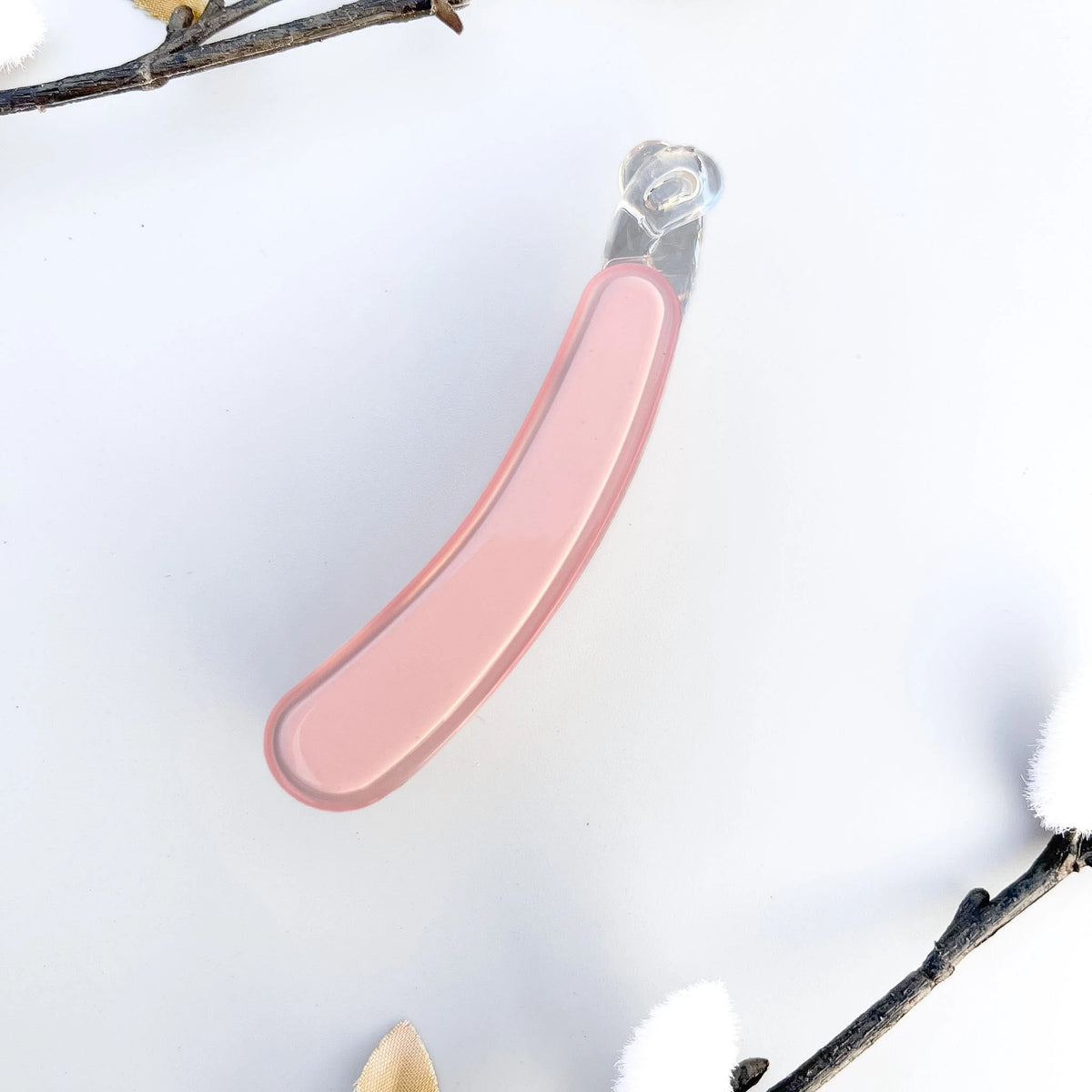 Blush pink smooth resin lock banana hair clip, minimalist design for medium hair