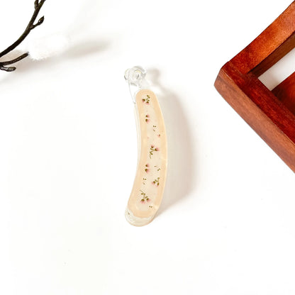 Peach Orange pressed flower lock banana clip with dried rust and peach flowers, large 8cm botanical