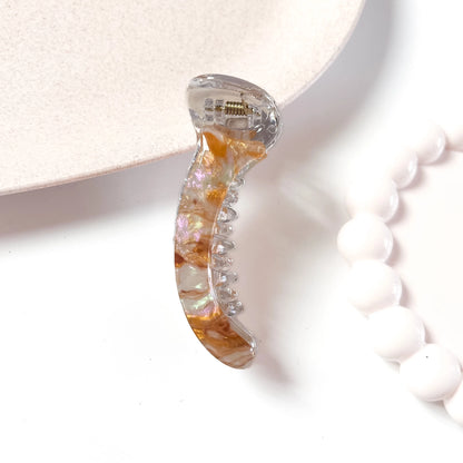 Amber pearl finish banana clip lustrous shell sheen