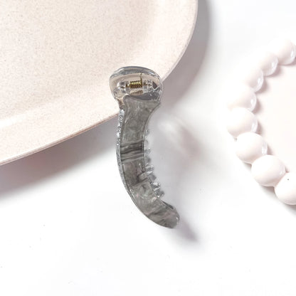 Grey pearl finish banana clip 8cm strong spring grip