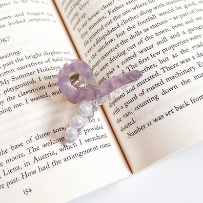 Pearl Loop Claw Clip – Mini Elegant Hair Clip Purple