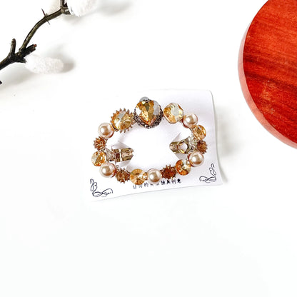 Champagne gold heart crystal barrette with blush pearls, a pearl barrette with stones for buns