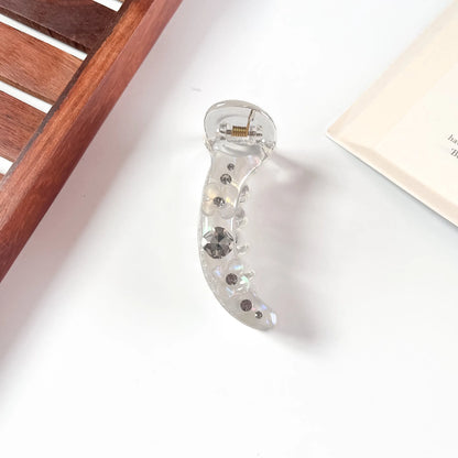 Pearl white petal sparkle banana clip for thin hair