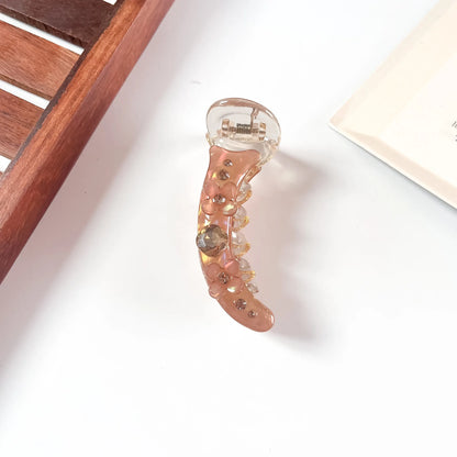 Rose gold petal sparkle banana clip for women