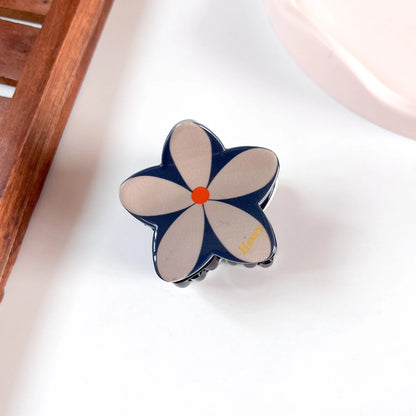 Navy cream plumeria flower claw clip large frangipani hair clip for women
