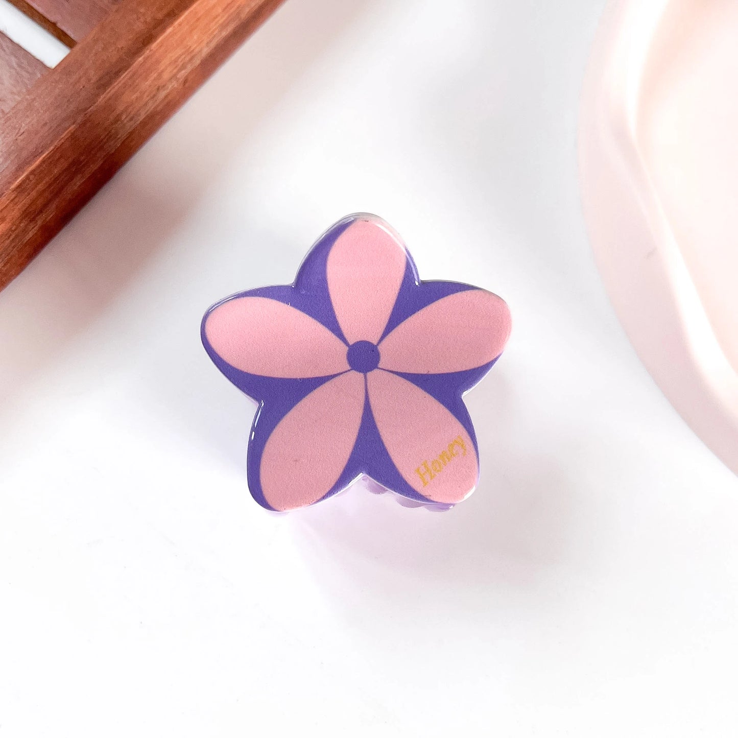 Purple pink plumeria flower claw clip large flower hair clip for women
