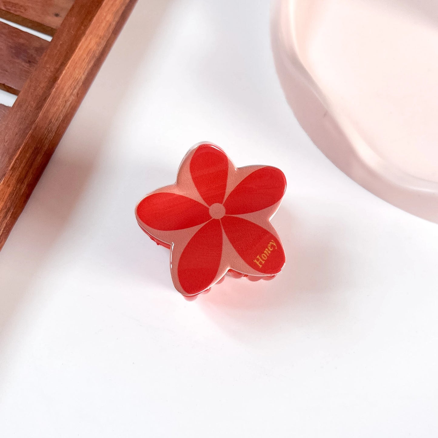 Red plumeria flower claw clip large flower hair clip for women