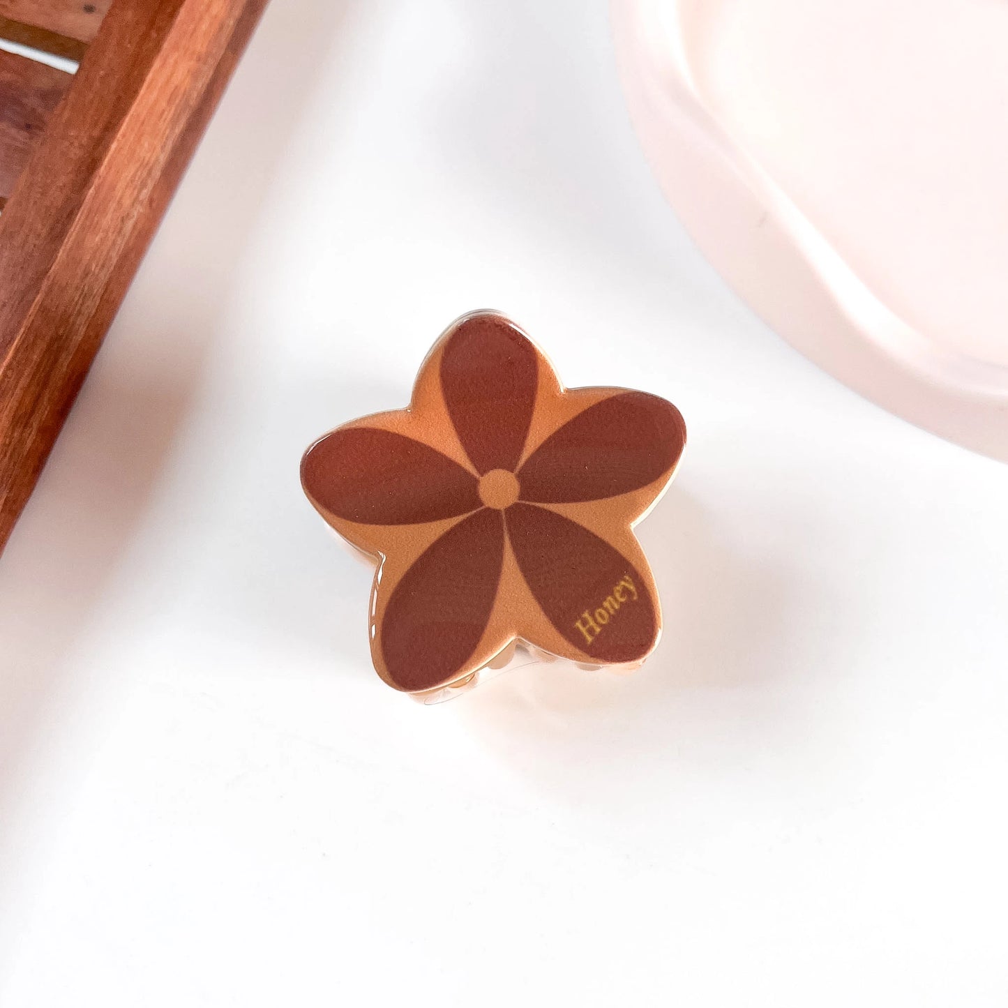 Rust brown plumeria flower claw clip large frangipani floral claw clip