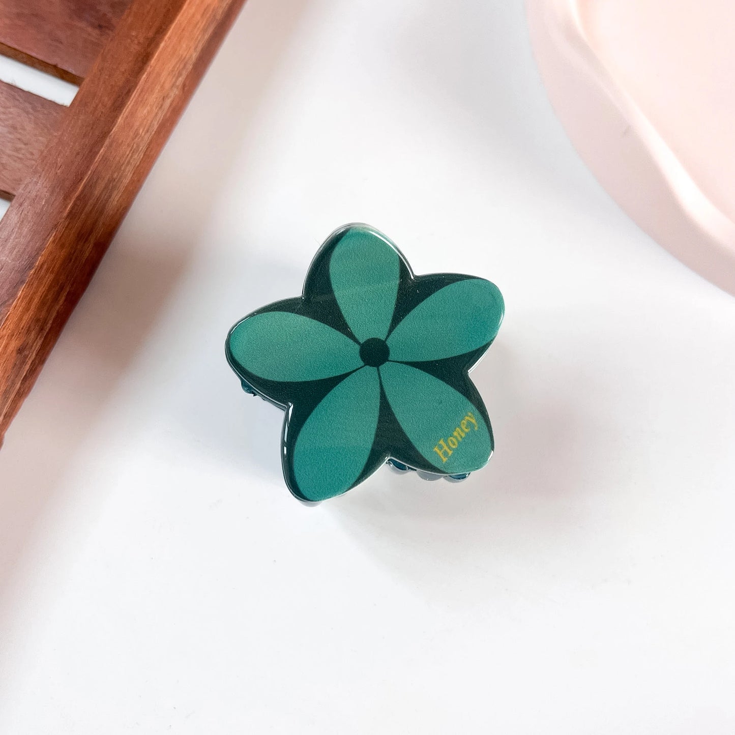 Teal plumeria flower claw clip large flower claw clip for women