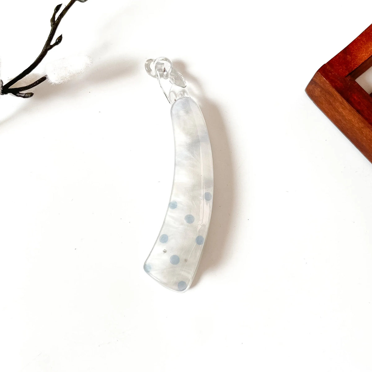 Blue polka dot lock banana clip small banana hair clip for thick and long hair