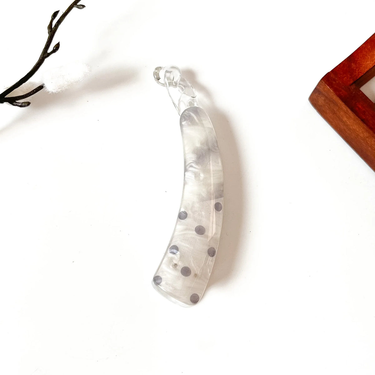 Grey polka dot lock banana clip small banana hair clip for thick and long hair