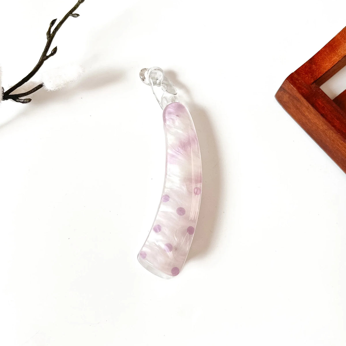 Lavendar polka dot lock banana clip small banana hair clip for thick and long hair