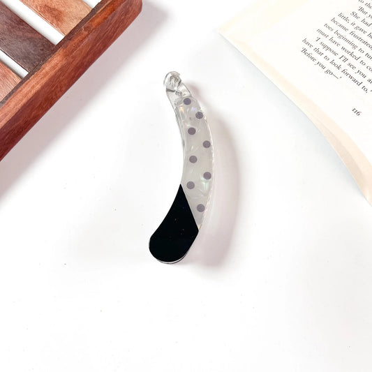 Polka dot lock banana clip clear black tip dot banana clutcher