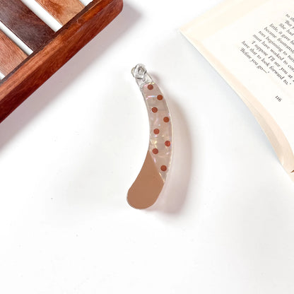 Polka dot lock banana clip champagne tan tip dot banana clutcher