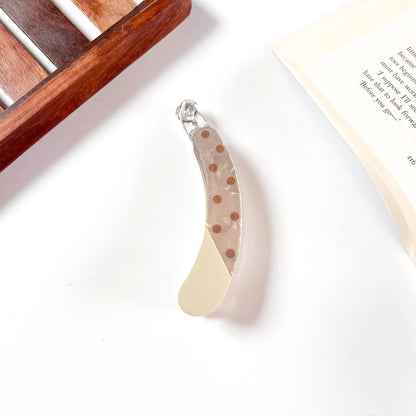 Polka dot lock banana clip peach ivory tip clear banana clip