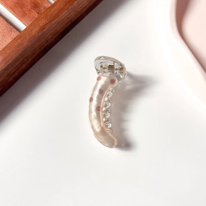 Peach polka dot small banana clip mini banana hair clip for women