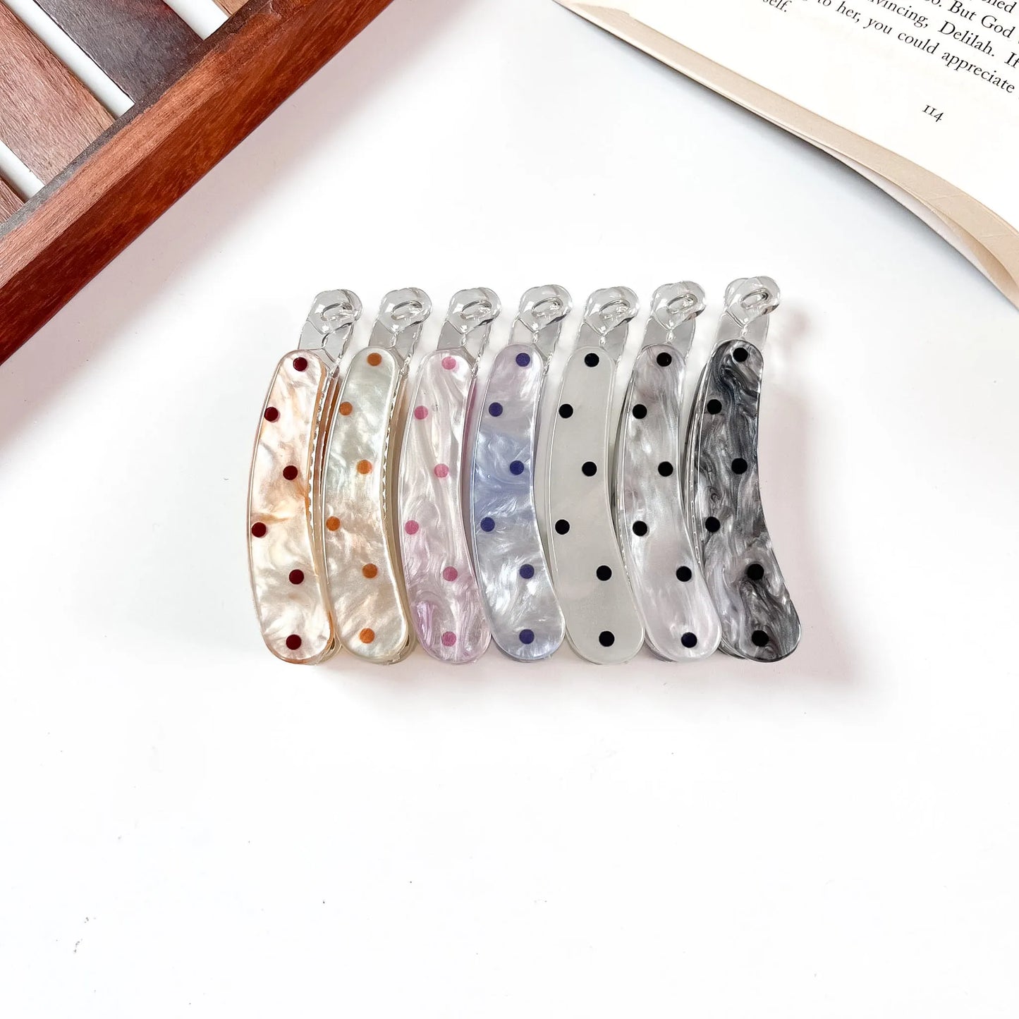 Polka dot pearl snap clip in seven colours