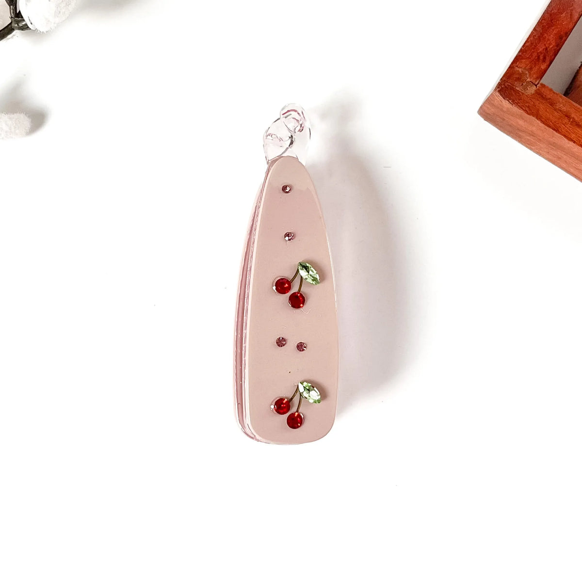 Blush pink red rose embellished lock banana clip with pink crystal rhinestones, 10cm floral clip