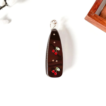 Burgundy red rose embellished banana clip with gold rhinestone detail, 10cm decorative clip
