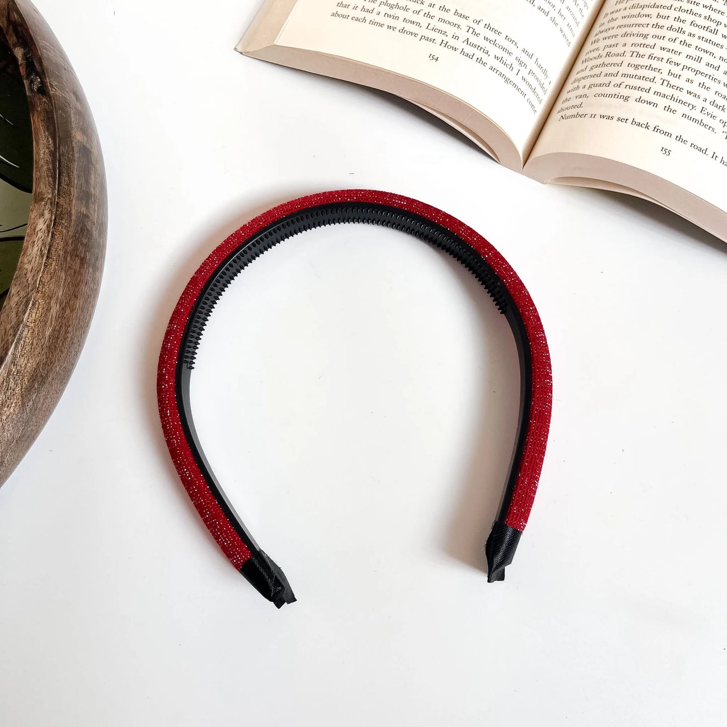 Shimmer Luxe Headband – Soft Wide Hair Band Red