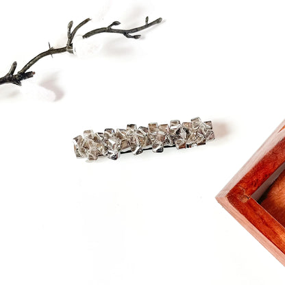 Slate smoky grey cube crystal hair clip for women