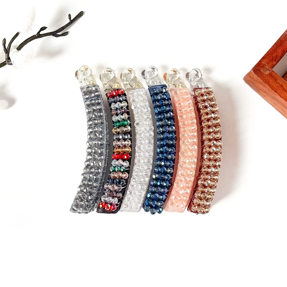 Silver grey stone lock banana clip, big banana clip for thick hair
