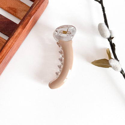 Caramel smooth gloss banana clip with crystalline finial, 8cm medium gloss clip