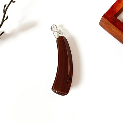 Brown smooth gloss lock banana clip with high-gloss polished finish, 8cm medium hair clip